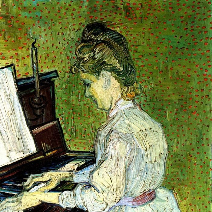 弹钢琴的玛格丽特-梵高油画作品