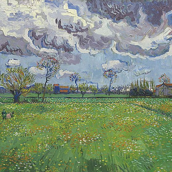 在暴风雨的天空下-梵高油画作品