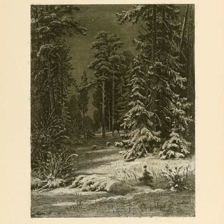 版画09 大雪以后的森林 高清大图下载