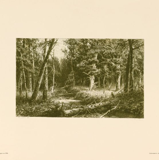 版画45 穿过树林的河 高清大图下载