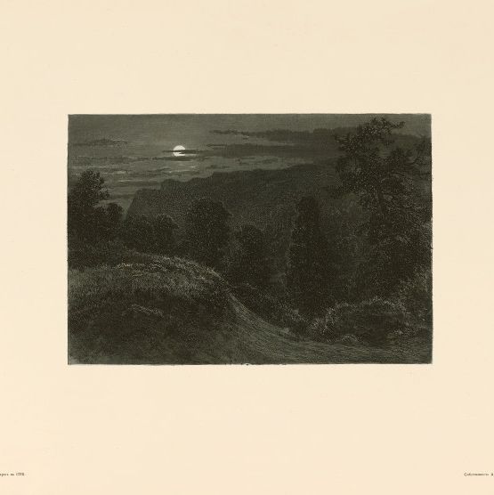 版画47 夕阳下的树林 高清大图下载