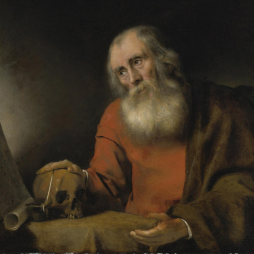 伦勃朗油画《摸骷髅的老人》高清大图-282