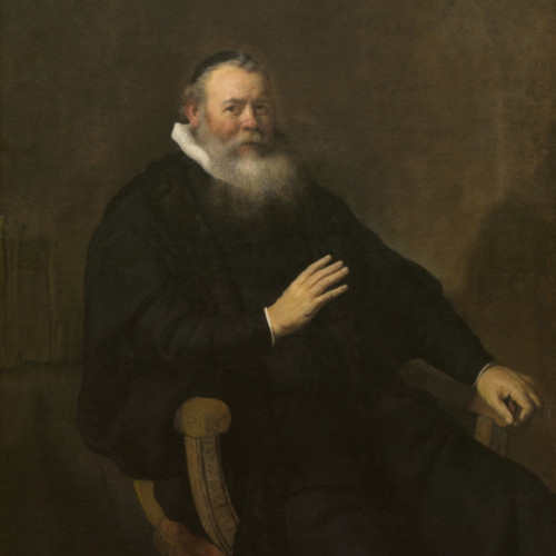伦勃朗油画《穿着黑衣服的白胡子老人》高清大图-293