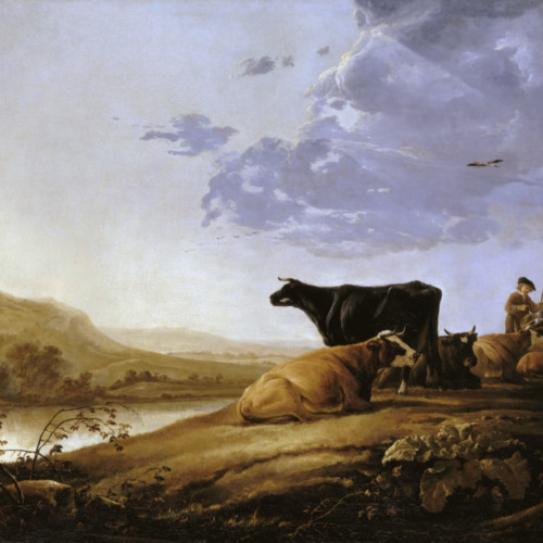 阿尔伯特·库普高清油画《河边的牧牛》下载-015