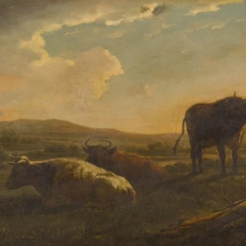 阿尔伯特·库普高清油画《黄昏下的牛群》下载-049