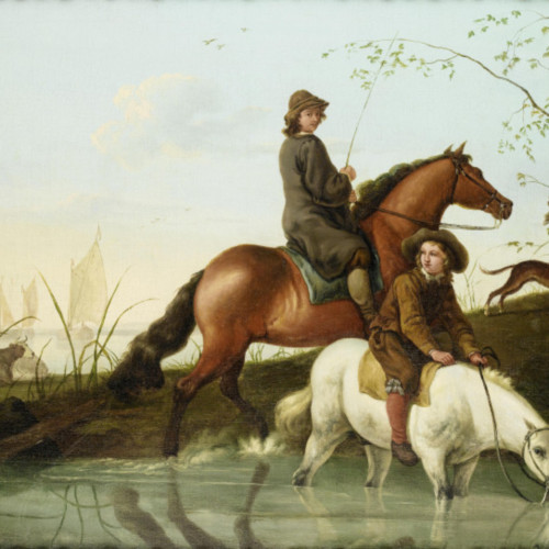 阿尔伯特·库普高清油画《两个骑马的人》下载-054