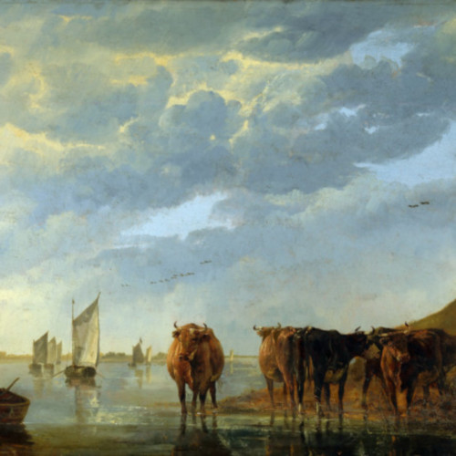 阿尔伯特·库普《溪流边的五头奶牛与牧民》下载-027