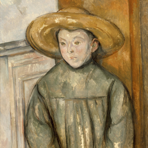 塞尚油画《戴草帽的男孩》高清大图-058