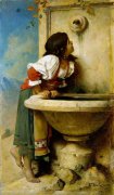 法国画家莱昂·博纳特名画《喷泉...