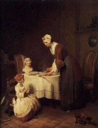 洛可可和新古典主义之间摇摆的画家-夏尔丹风俗画《午餐前的祈祷》
