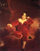 英国肖像画家劳伦斯《红衣男孩》...