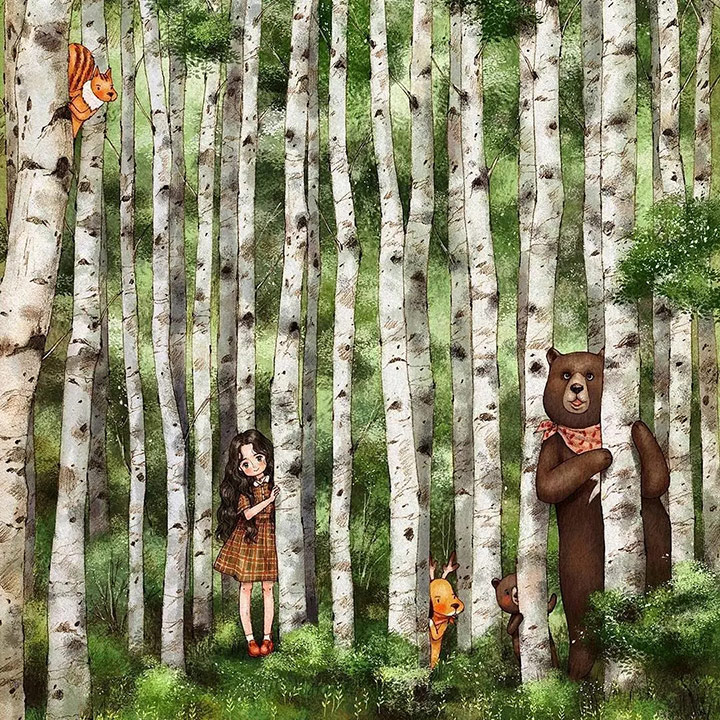 韩国插画师笔下的森林故事
