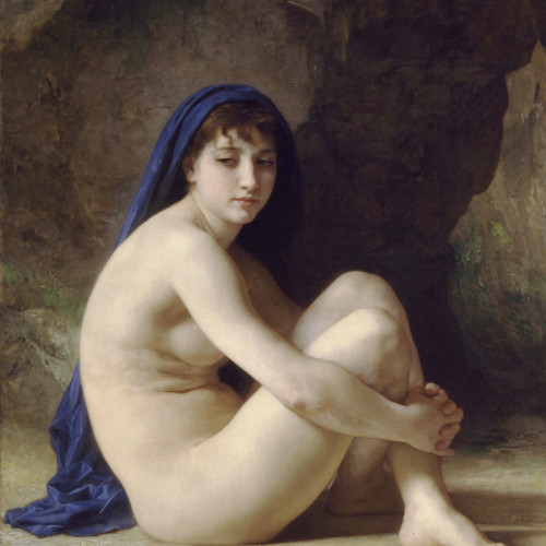 威廉·阿道夫·布格罗高清油画《抱膝坐的浴女 》下载053