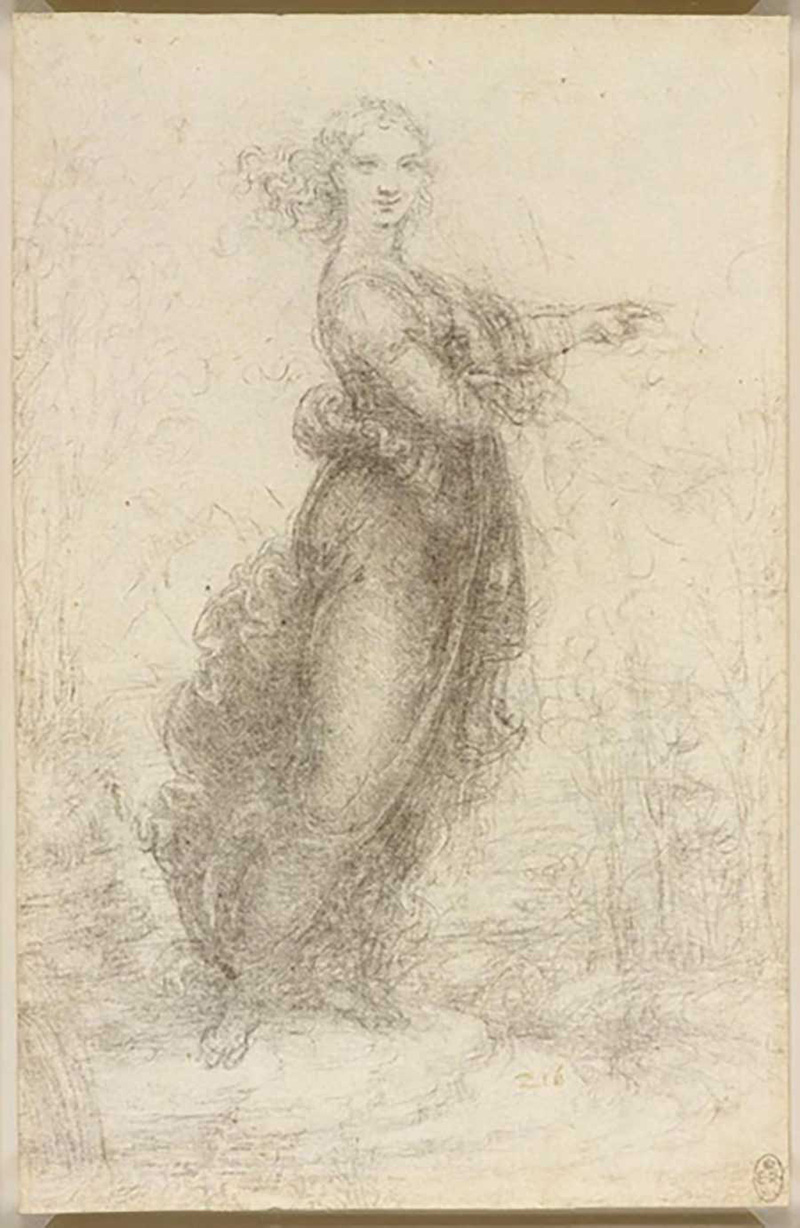 达·芬奇，《风景中的女子》，约1517-1518年