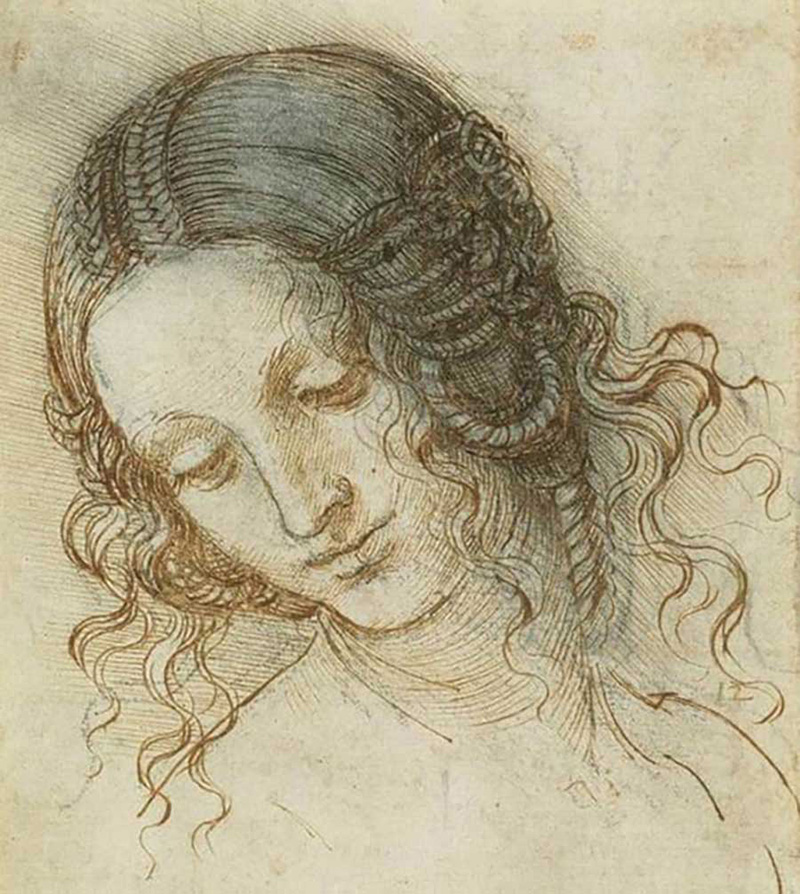 达·芬奇，《勒达的头部》，约1504-1506年
