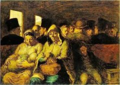 法国杜米埃帆布油画《三等车厢》