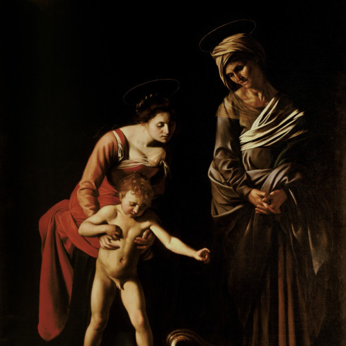 卡拉瓦乔油画《圣母与毒蛇》高清...
